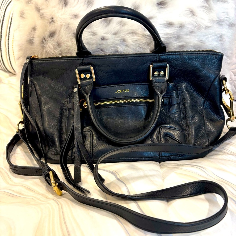 Joe’s genuine leather satchel shoulder/crossbody bag w/gold hardware